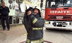 Kalp masajıyla kediyi kurtaran itfaiye erinin mutluluğu