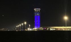 Sabiha Gökçen Havalimanı kulesi maviye büründü