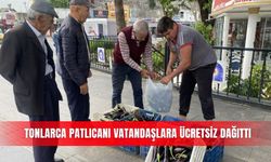 Tonlarca patlıcanı vatandaşlara ücretsiz dağıttı