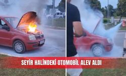 Seyir halindeki otomobil alev aldı