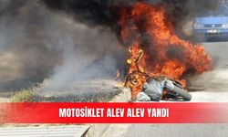 Motosiklet alev alev yandı