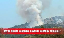 Kaş'ta orman yangınına havadan karadan müdahale