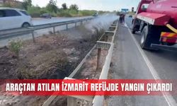 Araçtan atılan izmarit refüjde yangın çıkardı
