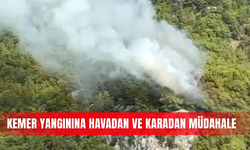 Kemer yangınına havadan ve karadan müdahale