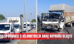 Kaza sonrası 5 kilometrelik araç kuyruğu oluştu