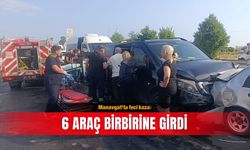 Manavgat'ta feci kaza: 6 araç birbirine girdi