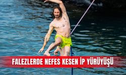 Falezlerde nefes kesen ip yürüyüşü
