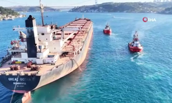 Kerç Boğazı’nda İHA saldırısına uğrayan gemi İstanbul Boğazı’ndan geçti