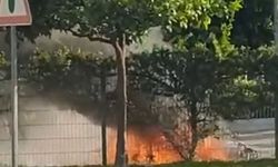 Alanya'da motosiklet seyir halinde yandı