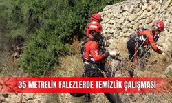 35 metrelik falezlerde temizlik çalışması