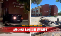 Aksu’da korku dolu anlar! Araç okul bahçesine savruldu