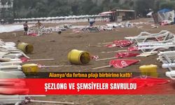 Alanya’da fırtına plajı birbirine kattı! Şezlong ve şemsiyeler savruldu