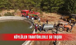 Köylüler traktörlerle su taşıdı