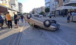 Gazipaşa'da otomobil takla attı