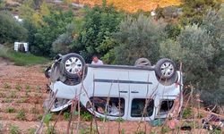 Gazipaşa'da kontrolden çıkan araç tarlaya uçtu