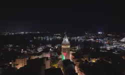 Galata Kulesi Filistin bayrağıyla ışıklandırıldı