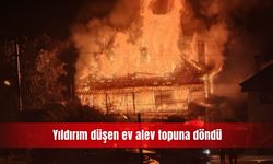 Yıldırım düşen ev alev topuna döndü