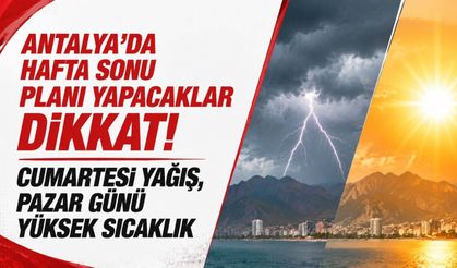 Antalya’da hafta sonu planı yapacaklar dikkat! Cumartesi yağış, pazar günü yüksek sıcaklık