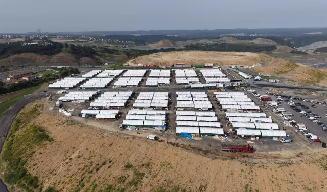 Kurban satış merkezindeki hareketlilik havadan görüntülendi
