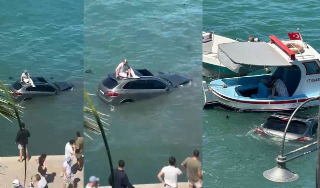 Ayvalık’ta otomobil denize uçtu