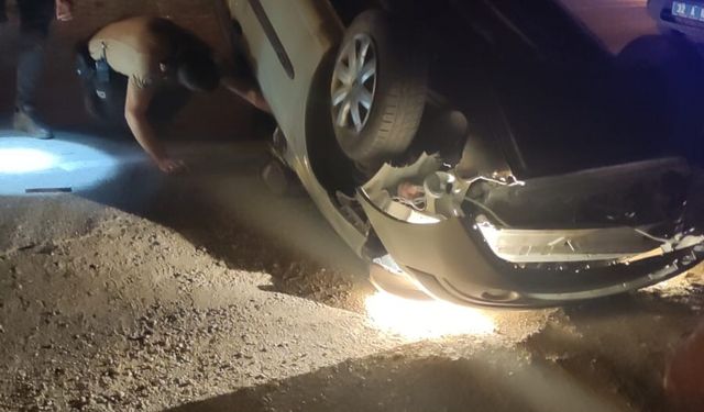 Yol çalışmasını geç fark etti, araç takla attı