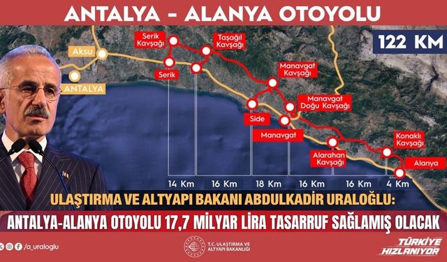 "Antalya-Alanya Otoyolu 17,7 milyar lira tasarruf sağlamış olacak"