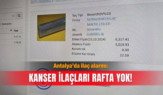 Antalya’da ilaç alarmı: Kanser ilaçları rafta yok!