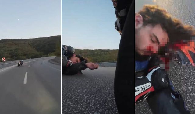 Seyir halindeki motosikletlinin kaza anı kameraya yansıdı