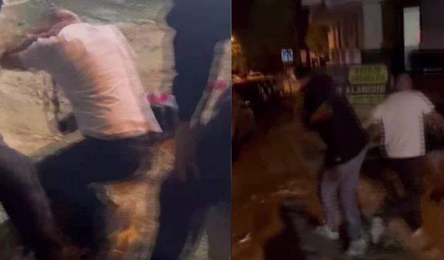 Kadına şiddet gösteren şahıs tekme tokat dövüldü: O anlar kamerada