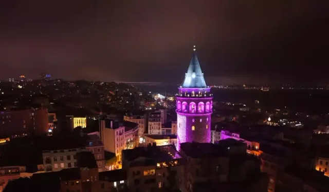 Galata Kulesi farkındalık için mor renge büründü