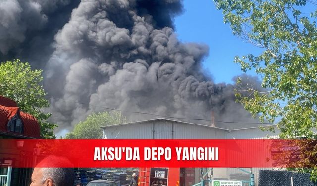 Aksu'da depo yangını