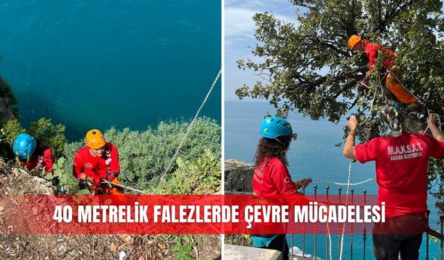 40 metrelik falezlerde çevre mücadelesi