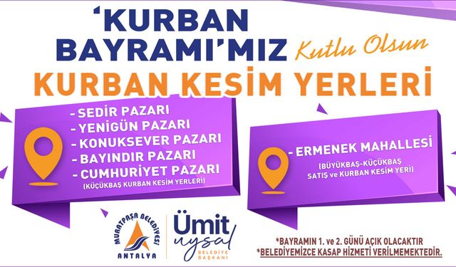 MURATPAŞA BELEDİYE BŞK. KURBAN KESİM YERLERİ DUYURUSU