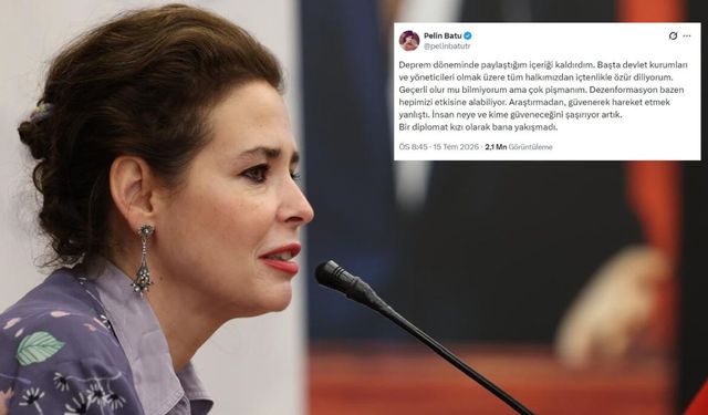 Deprem zamanında "Devlet yoktu" diye paylaşım yapan Pelin Batu özür diledi