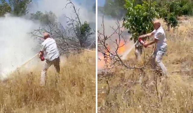 Yangını fark edip aracındaki tüple orman felaketini önledi