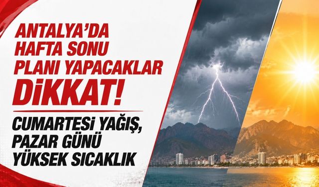Antalya’da hafta sonu planı yapacaklar dikkat! Cumartesi yağış, pazar günü yüksek sıcaklık