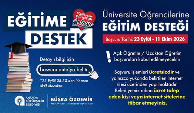 Büyükşehir eğitim dsteği başvuruları başlıyor