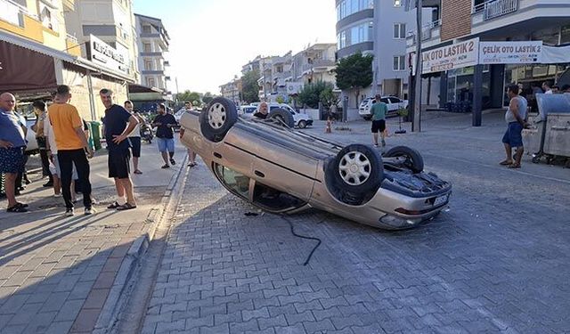 Gazipaşa'da otomobil takla attı