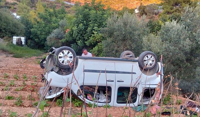 Gazipaşa'da kontrolden çıkan araç tarlaya uçtu