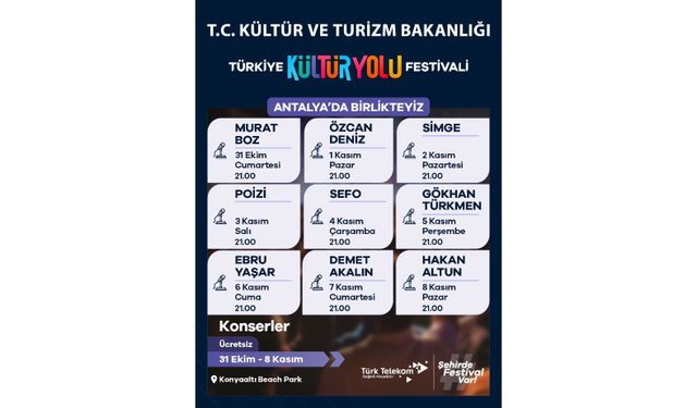 Antalya Kültür Yolu Festivali 31 Ekim'de başlıyor