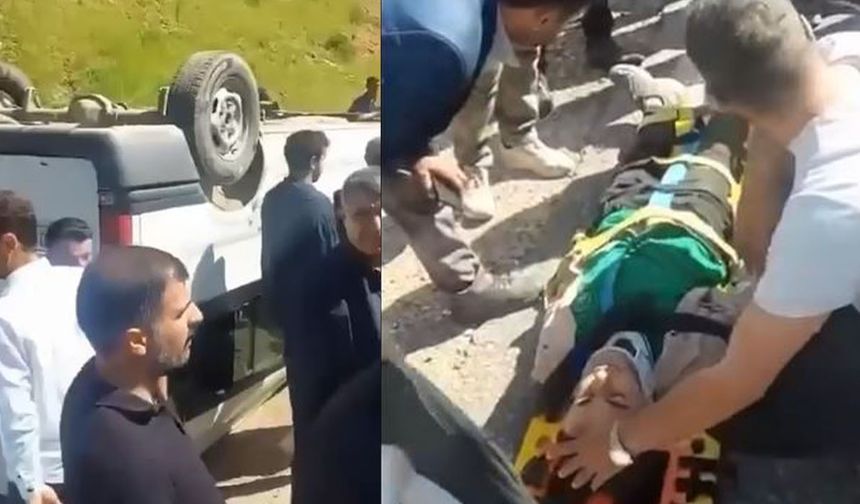 Öğrenci servisi takla attı: 13 yaralı