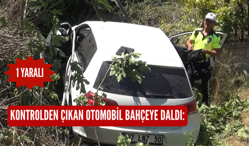Kontrolden çıkan otomobil bahçeye daldı: 1 yaralı