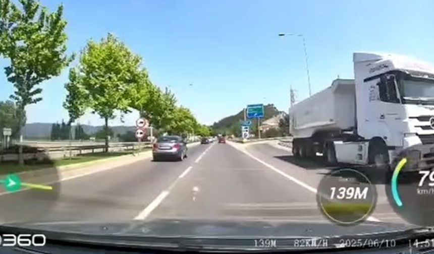 Çılgın kamyoncu otobanda tersten gitti
