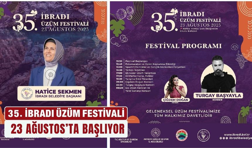 35. İbradı üzüm festivali 23 Ağustos’ta başlıyor