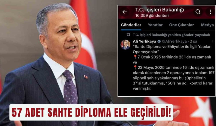 57 adet sahte diploma ele geçirildi!