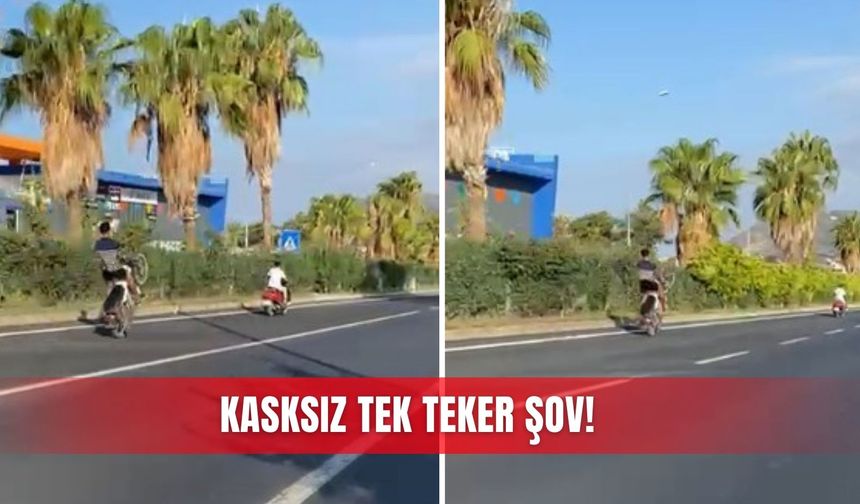 Kasksız tek teker şov!