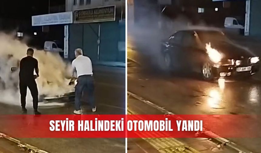 Seyir halindeki otomobil yandı