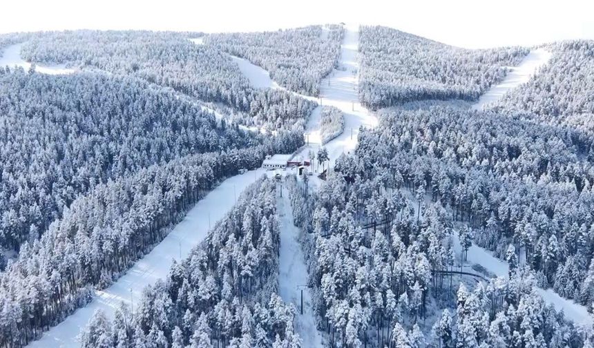 Beyaza bürünen Sarıkamış havadan görüntülendi