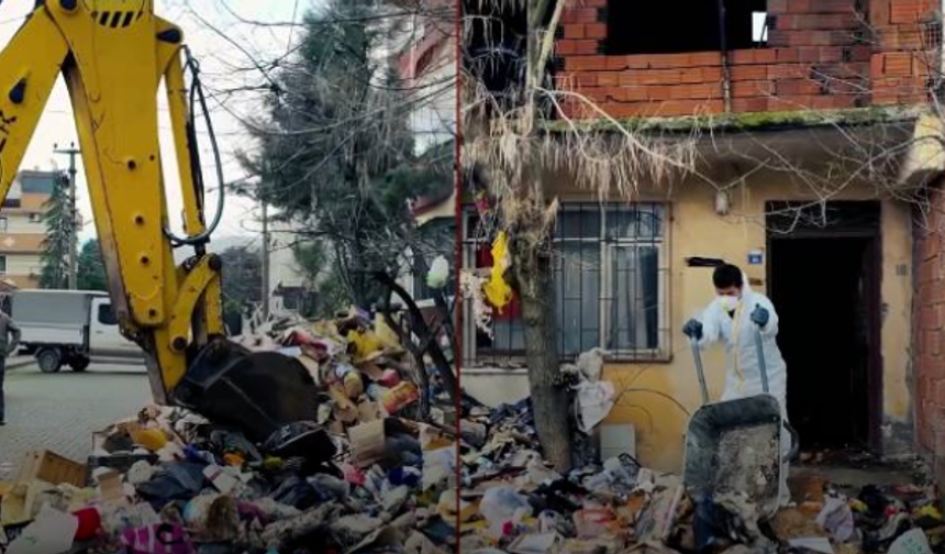 Kötü koku ihbarıyla gidilen evden 30 ton çöp çıktı