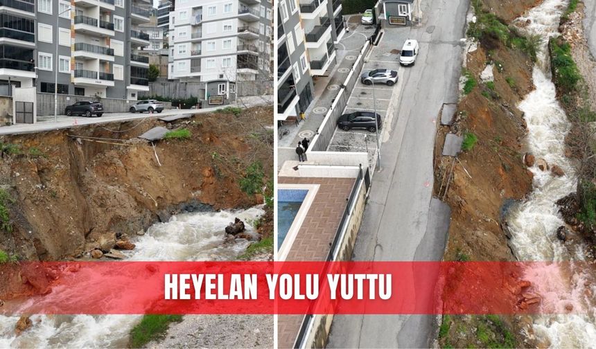 Heyelan yolu yuttu